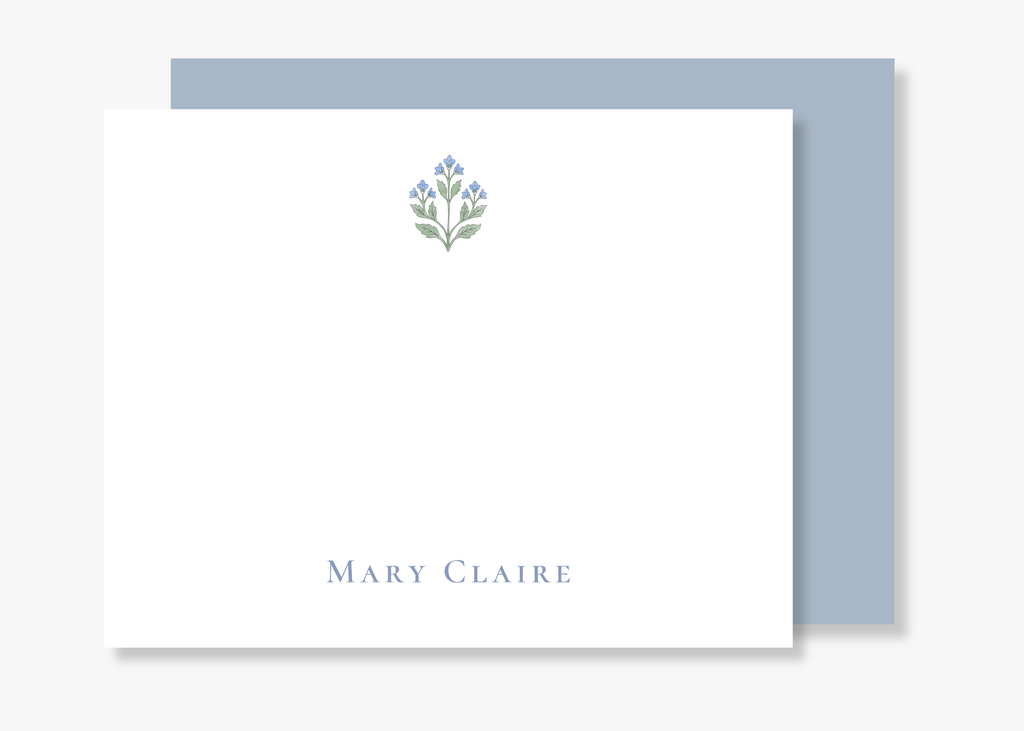 Personalized Blue Floral Stationery