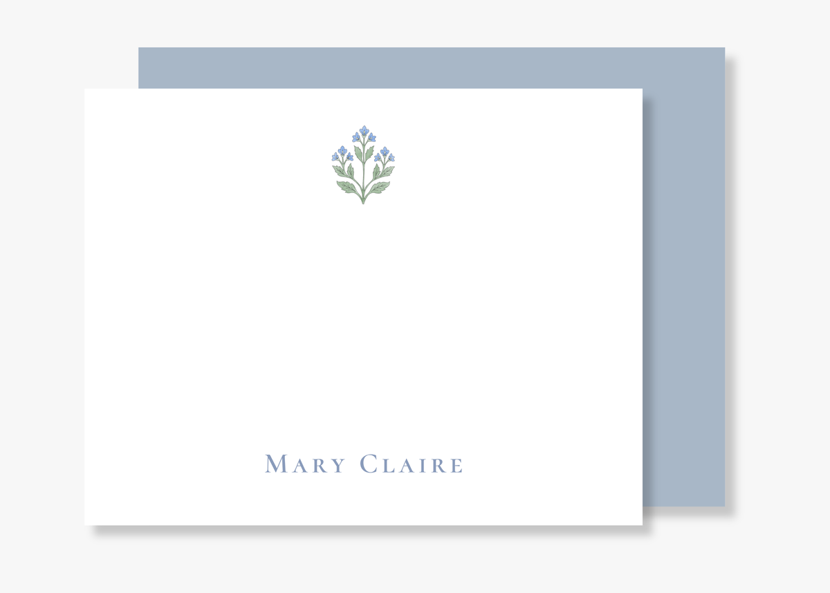 Personalized Blue Floral Stationery