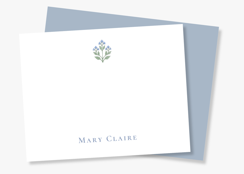 Personalized Blue Floral Stationery