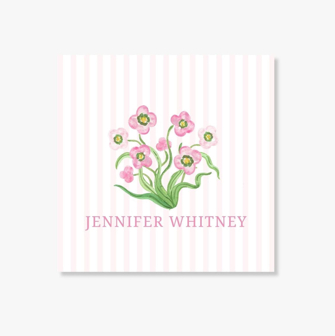 Personalized Pink Stripe Floral Enclosure Card