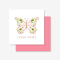 Personalized Pink & Green Painted Butterfly Enclosure Card