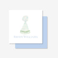 Personalized Blue Gingham Party Hat Enclosure Cards