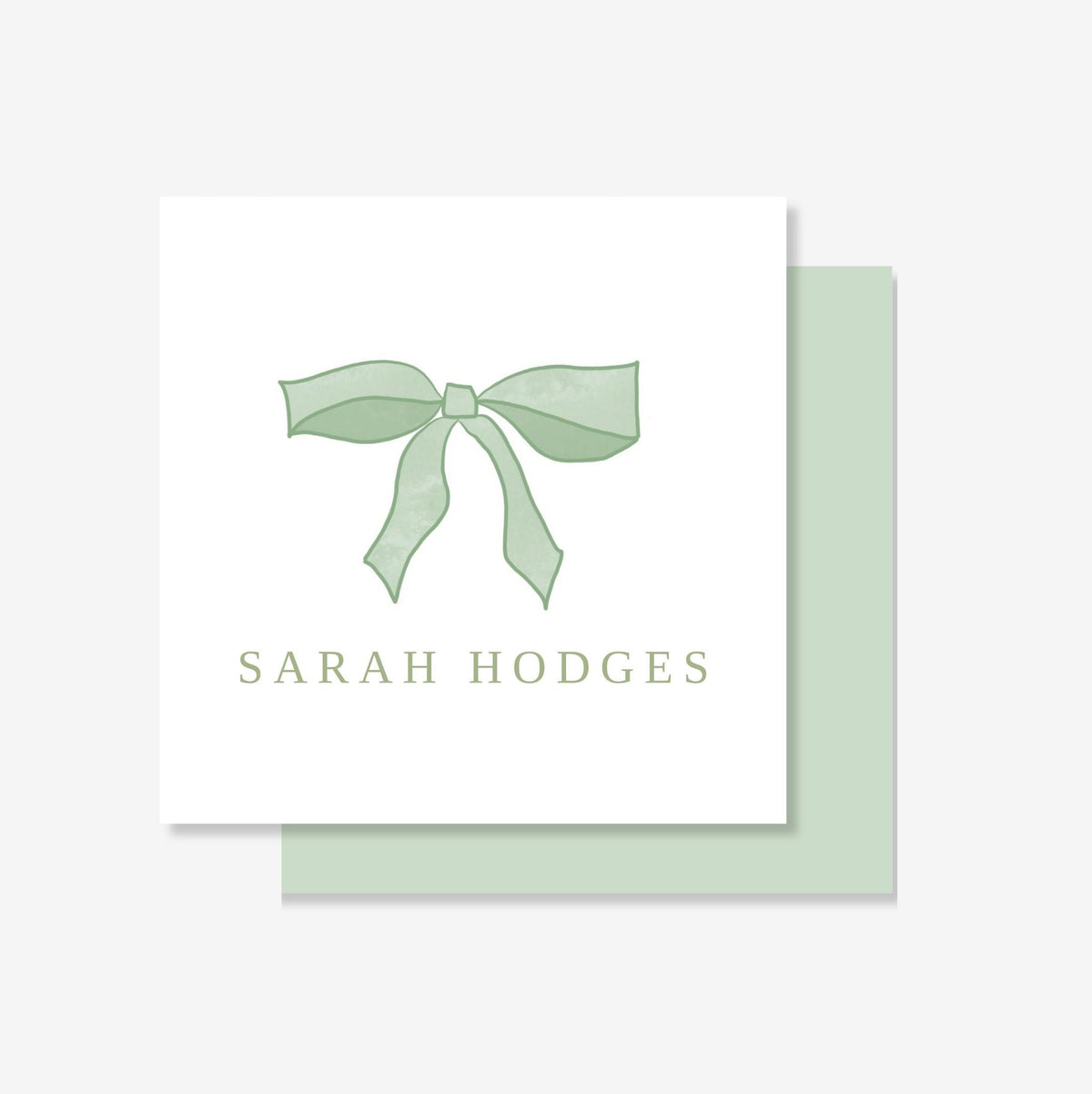 Personalized Sage Green Bow Enclosure Cards