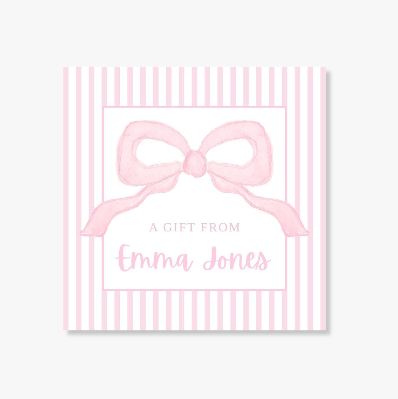 Personalized Pink Bow Stripe Enclosure Card