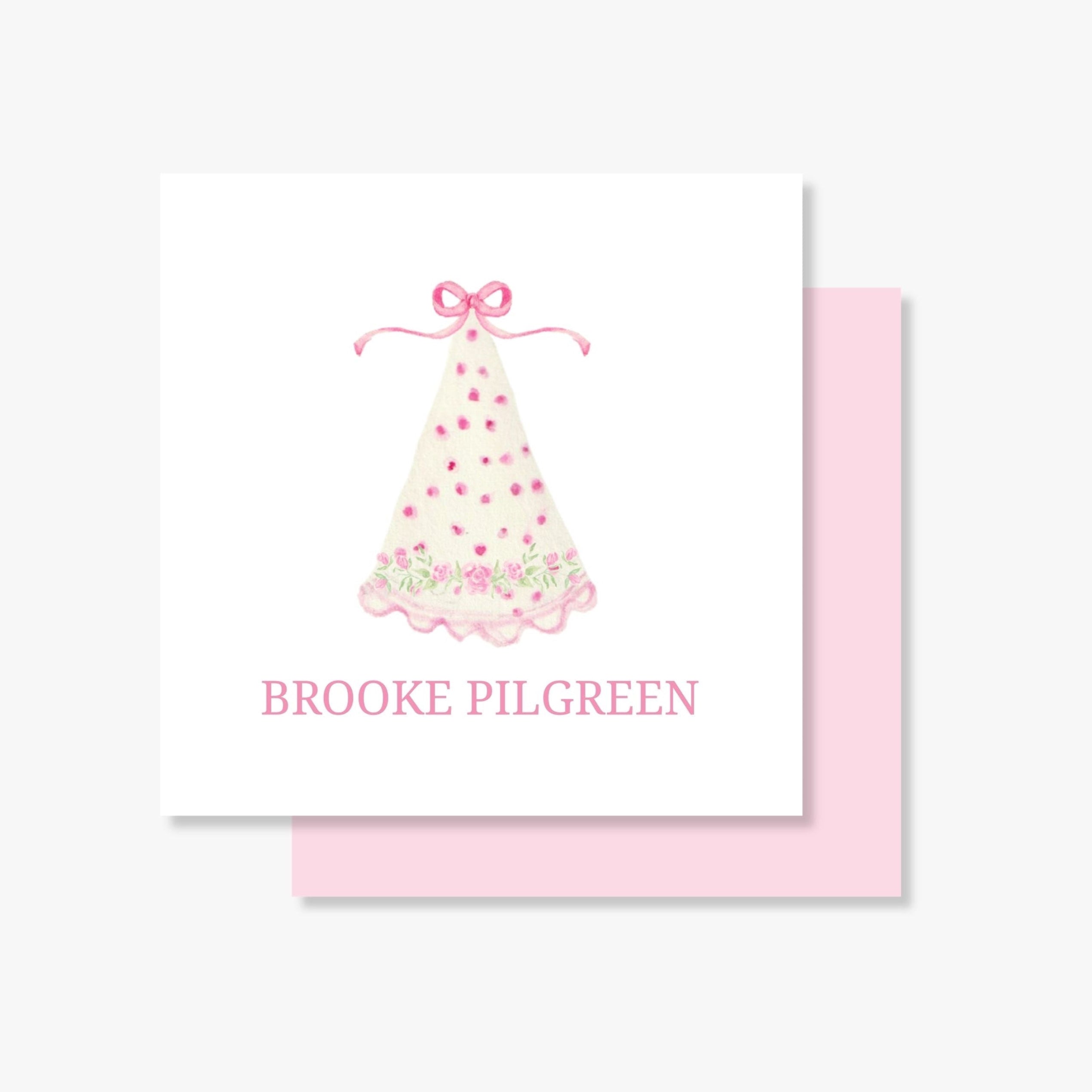 Personalized Pink Party Hat Enclosure Card