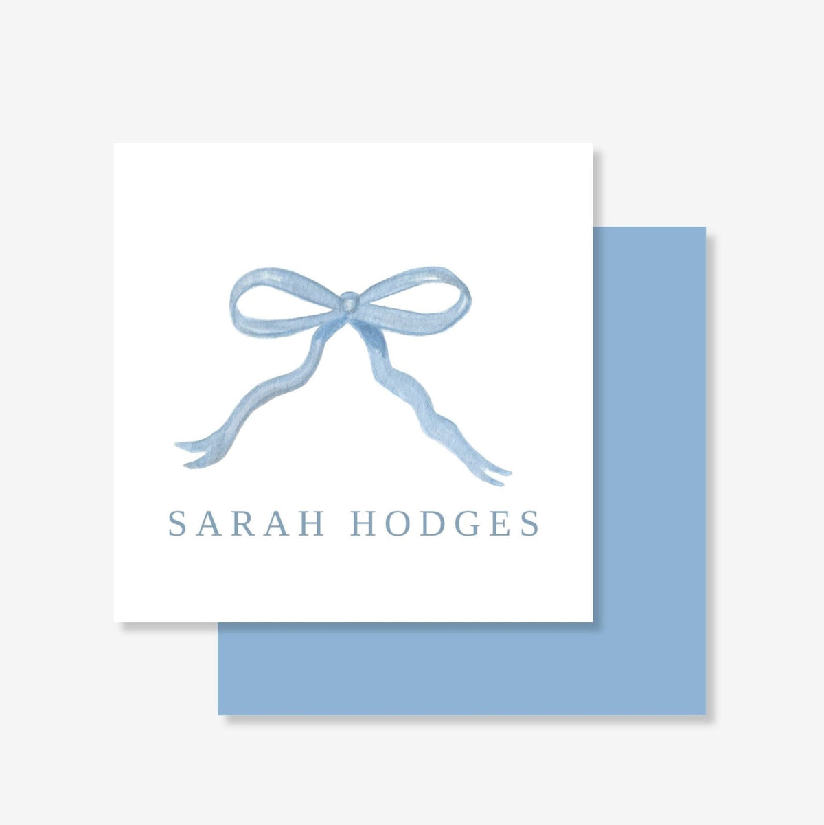 Personalized Blue Watercolor Bow Enclosure Card