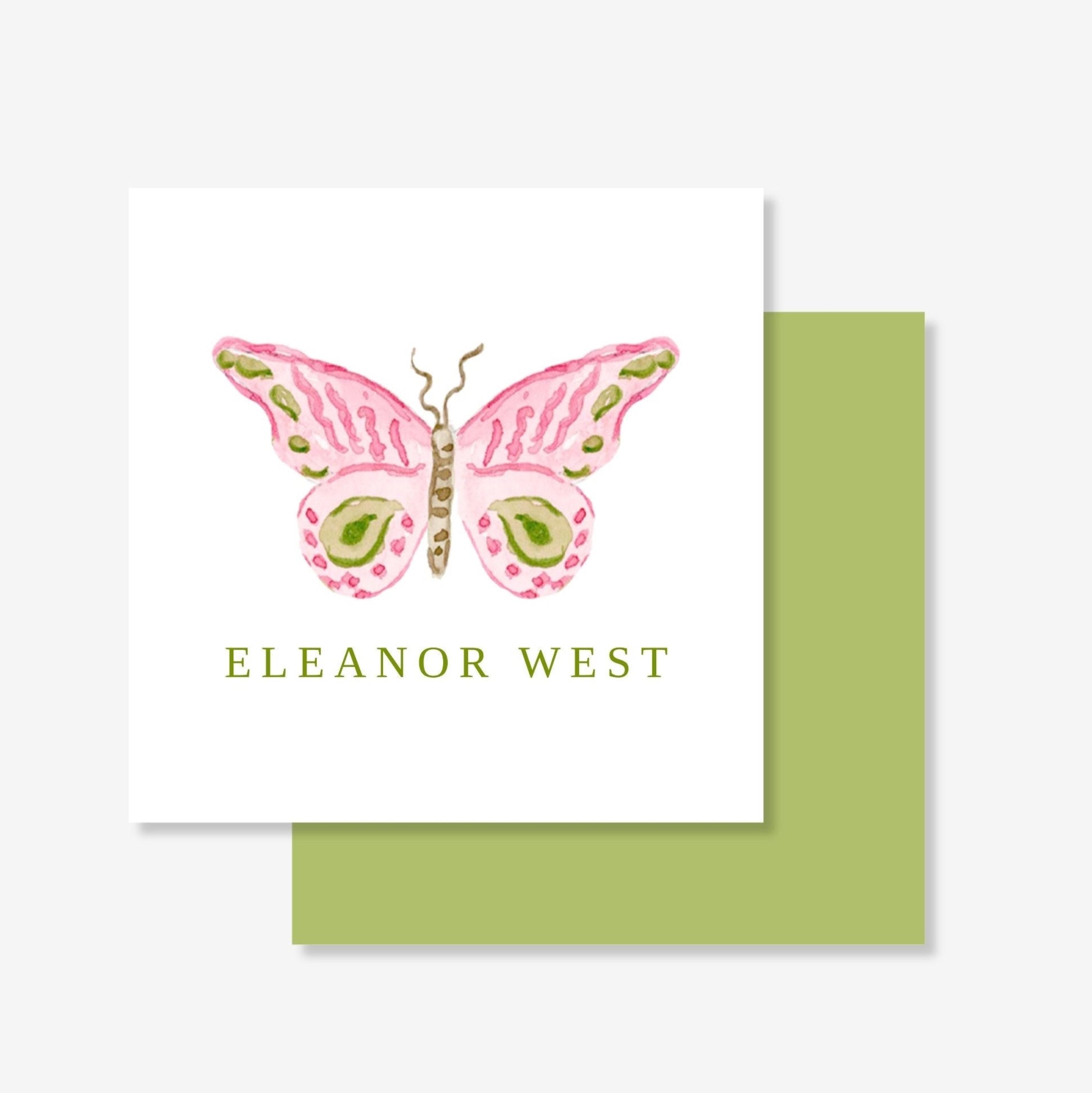 Personalized Pink Garden Butterfly Enclosure Card