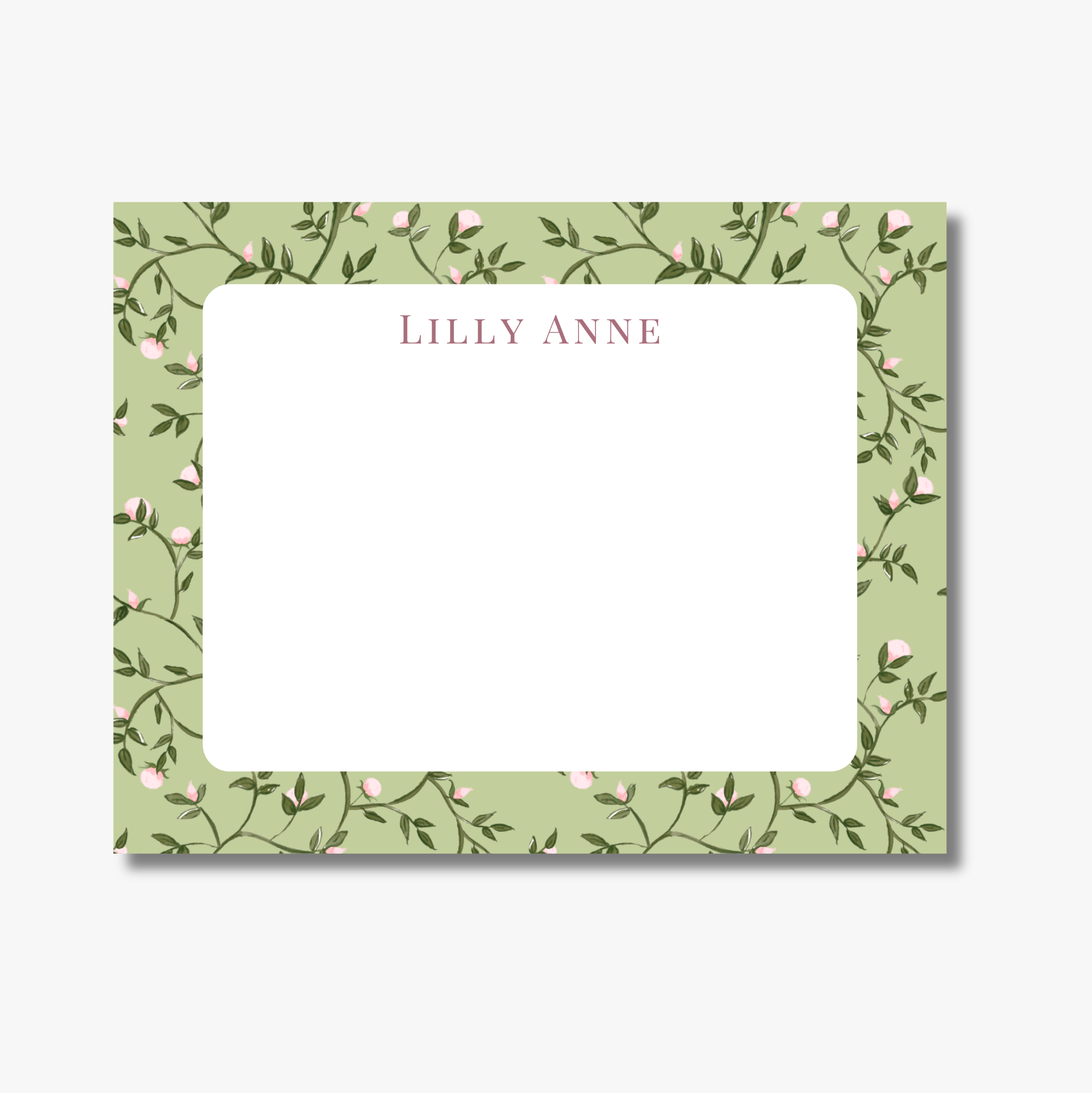 Personalized Floral Flat Notecards