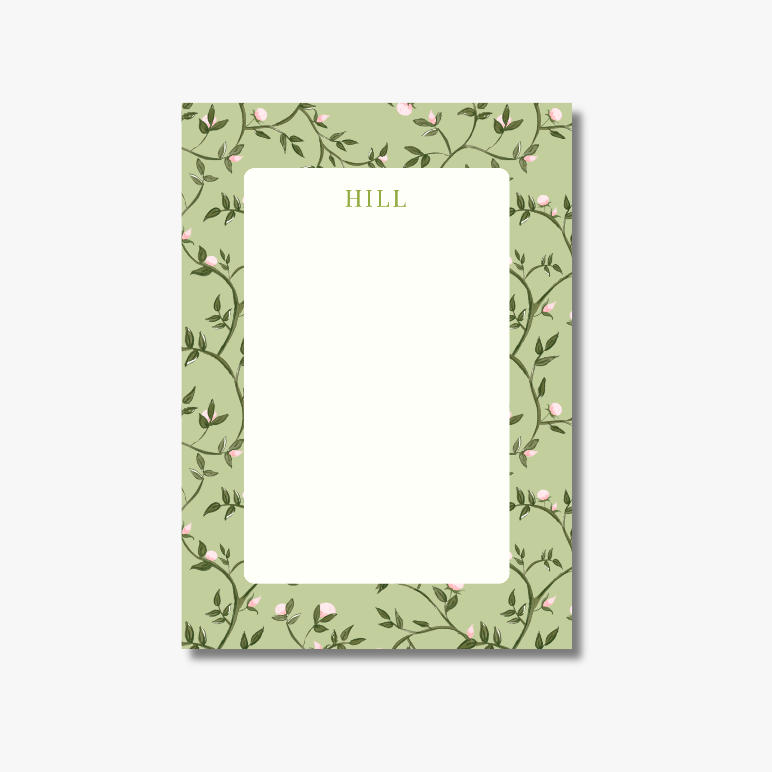 Personalized Green Vine Floral Notepad