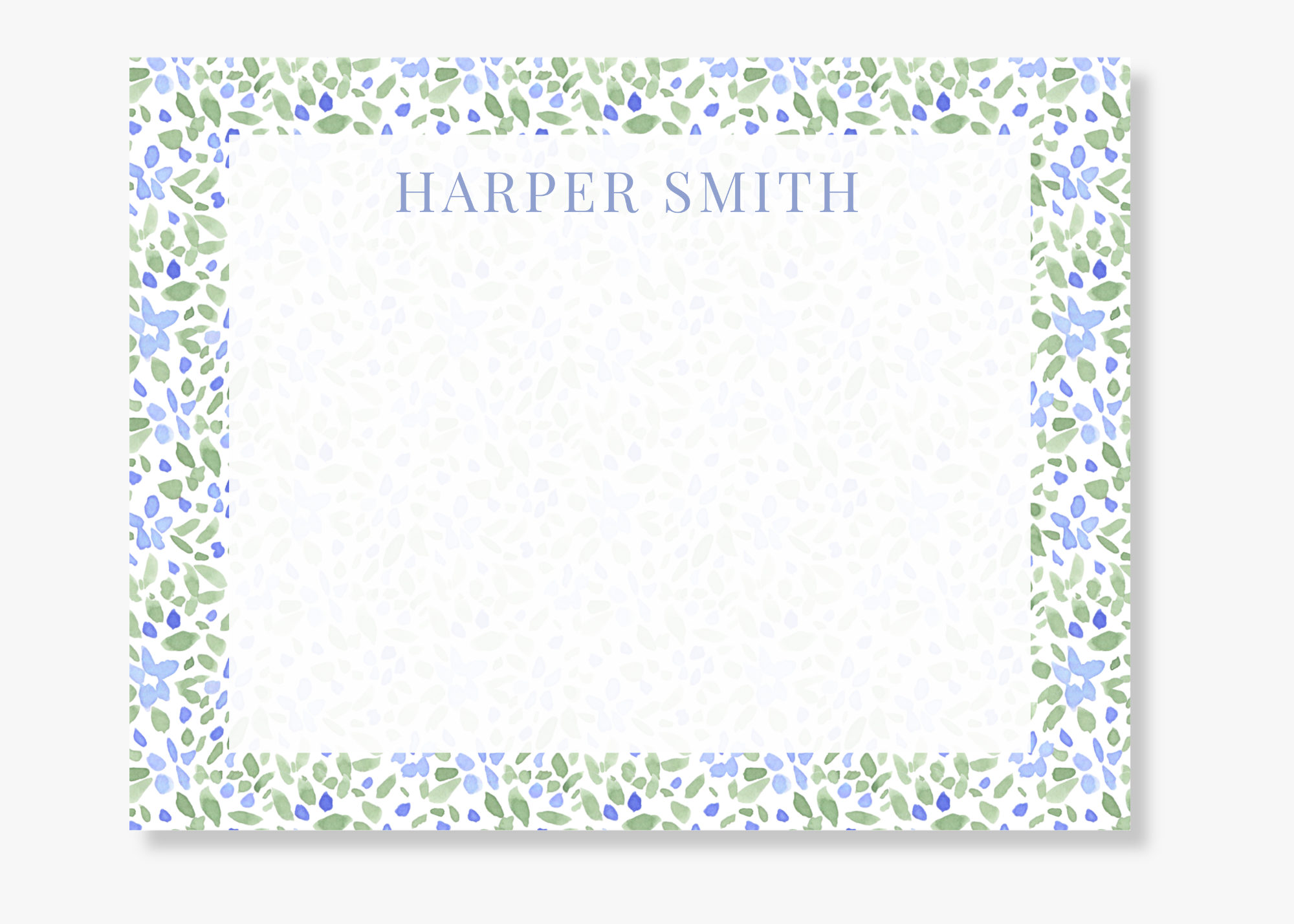 Personalized Blue Botanical Stationery