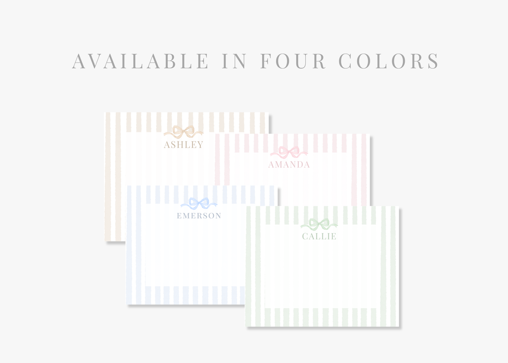 Personalized Striped Bow Stationery