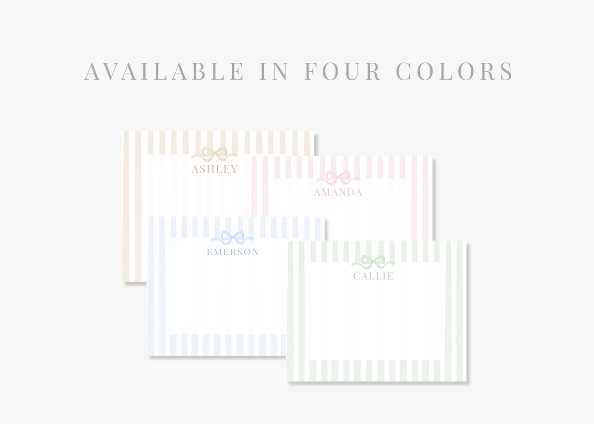 Personalized Striped Bow Stationery