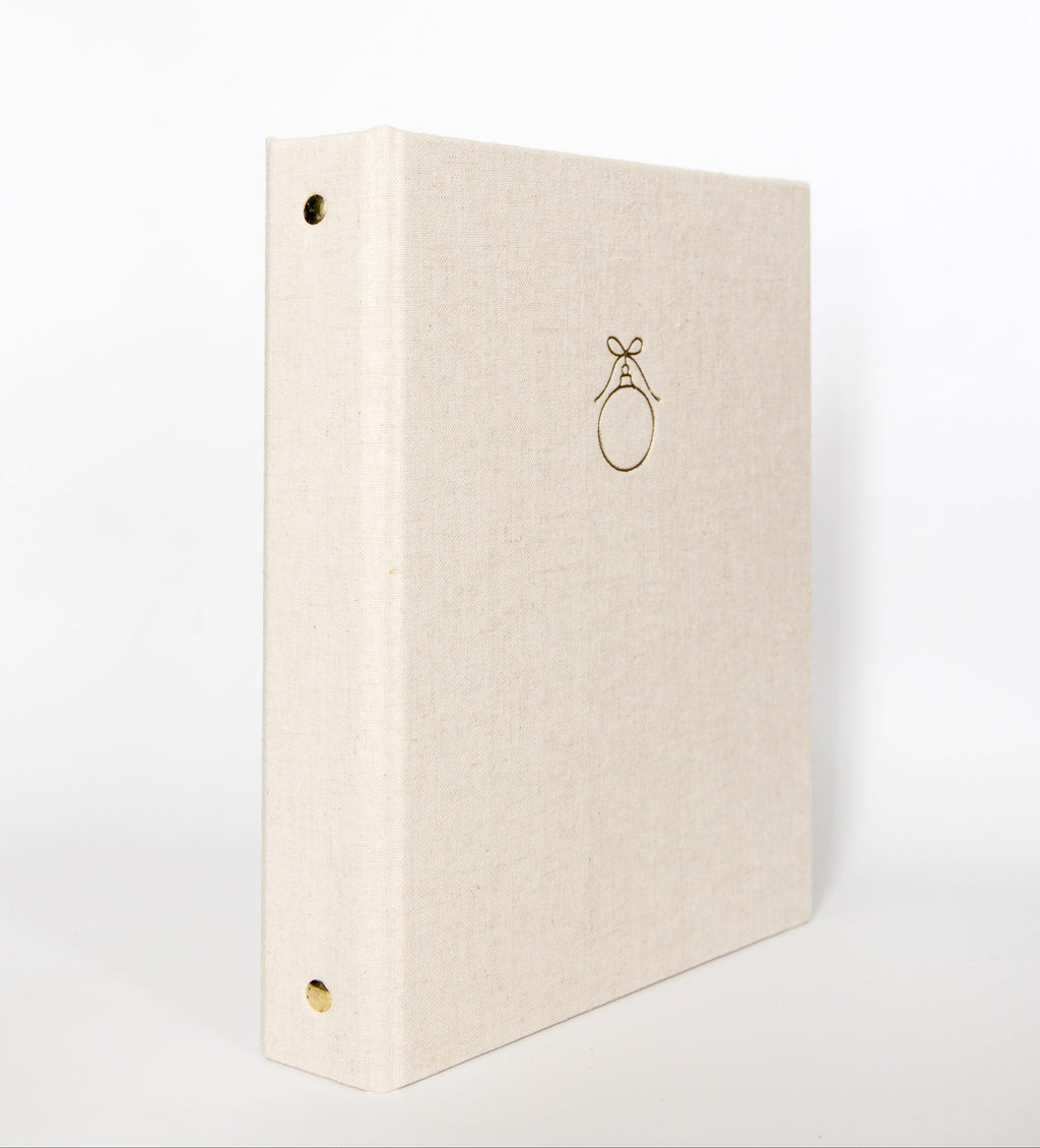 Linen handbound book with gold foil stamping
