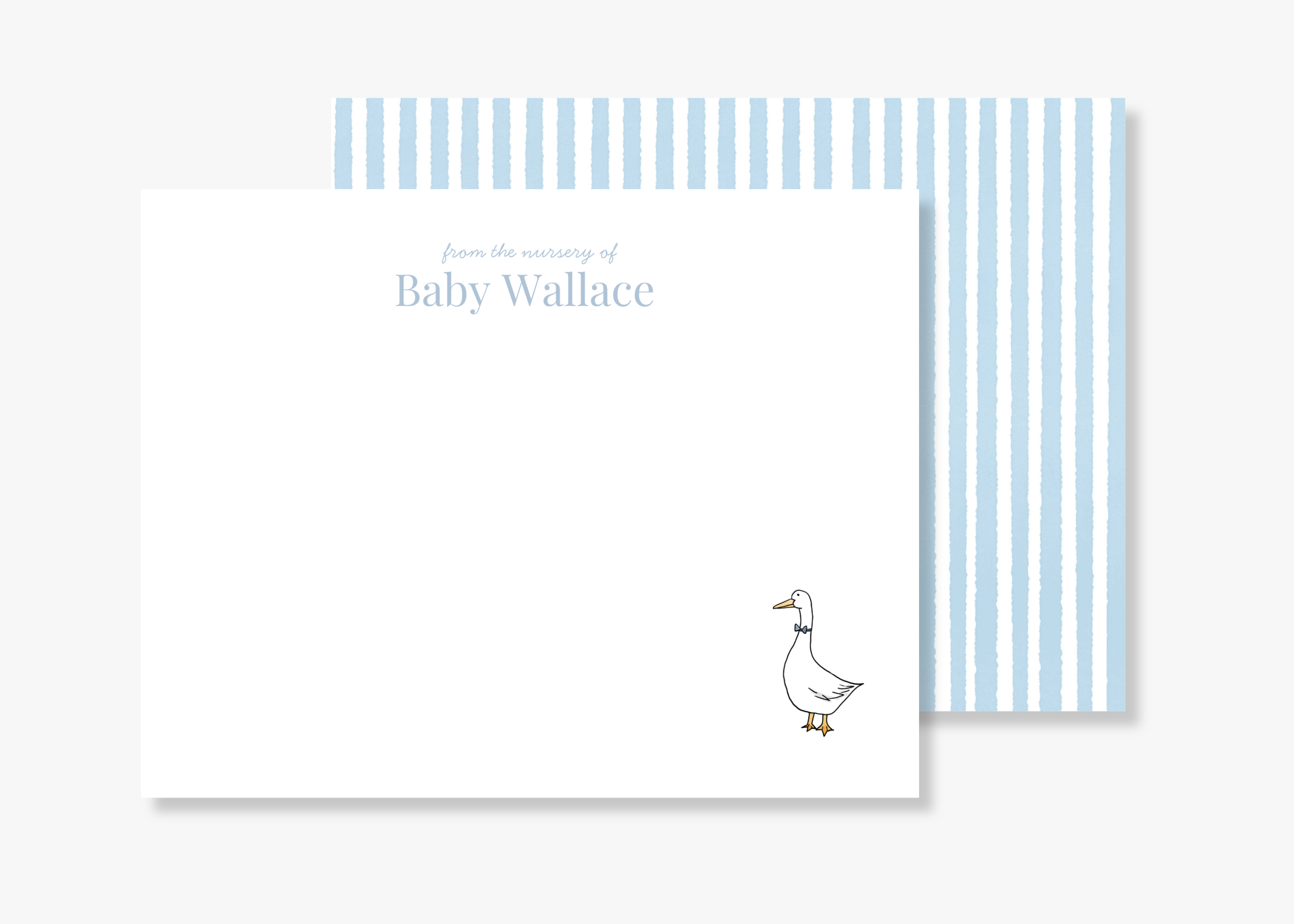 Personalized Goose Kids Stationery | Blue Stripe Notecards
