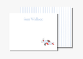 Personalized Airplane Kids Stationery | Blue Stripe Notecards