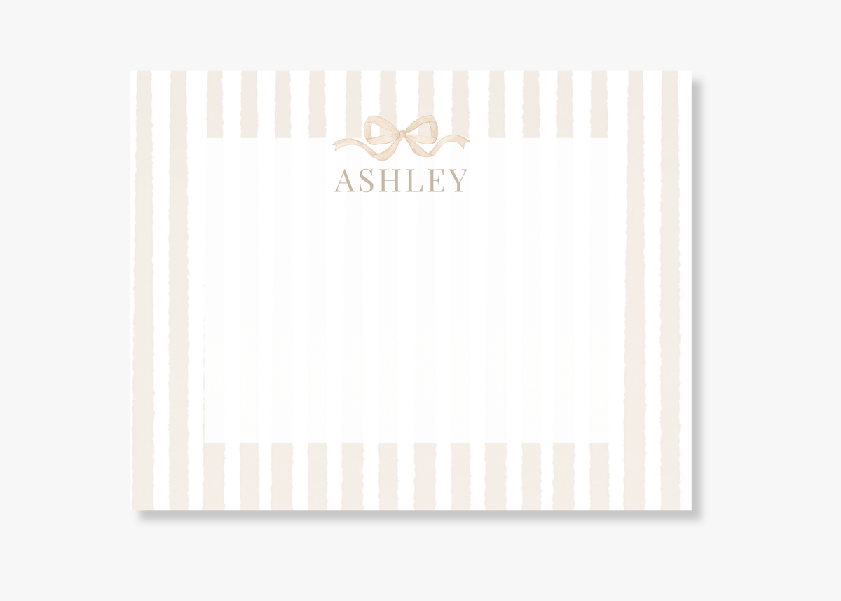 Personalized Striped Bow Stationery