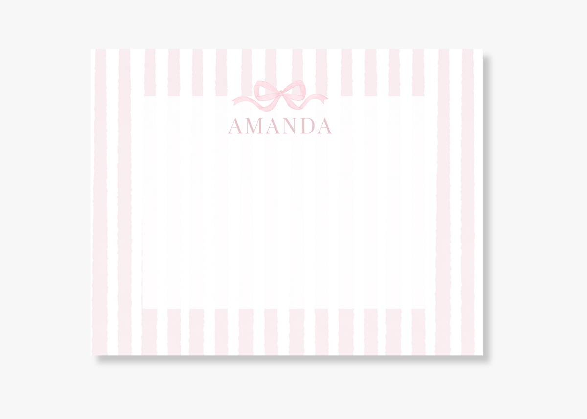 Personalized Striped Bow Stationery