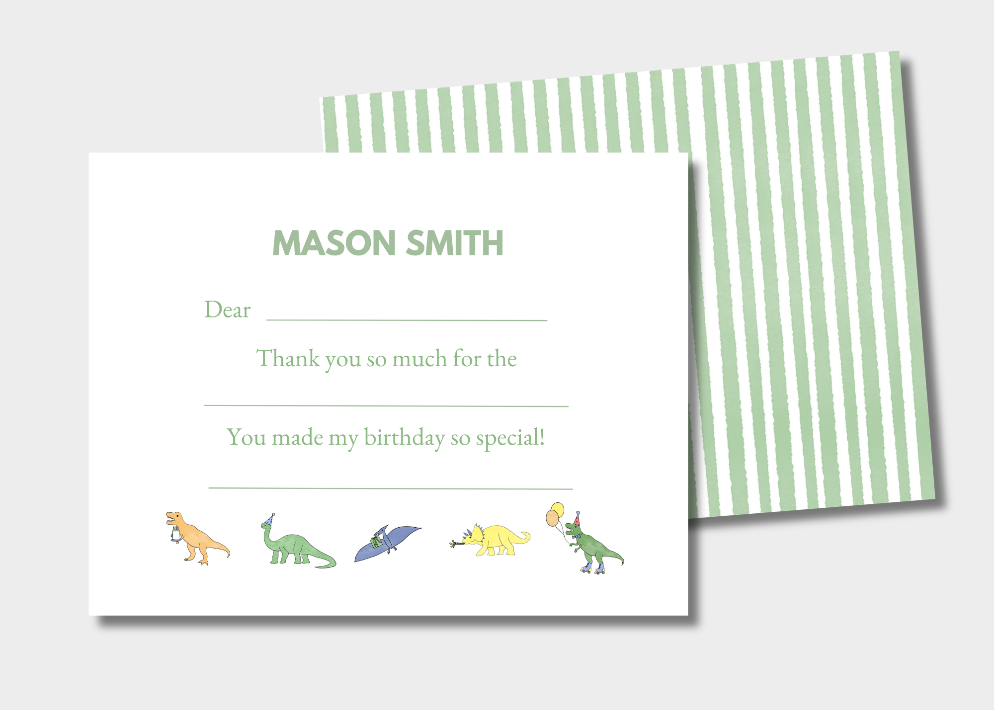 Kids Fill-in-the-Blank Dinosaur Thank You Cards | Personalized Dino Stationery